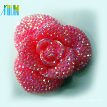 2016 charm pink resin flower flat back chunky loose resin bead